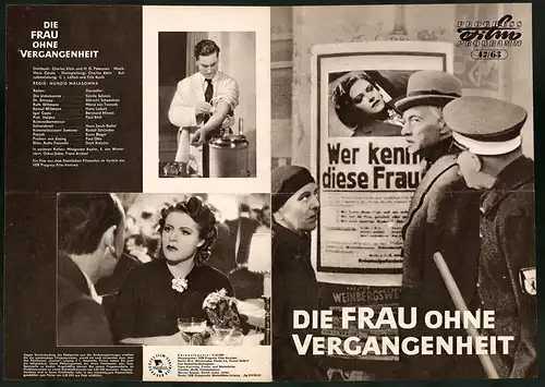 Filmprogramm PFP Nr. 47 /63, Die Frau ohne Vergangenheit, Sybille Schmitz, Albrecht Schoenhals, Regie: Nunzio Malasomma