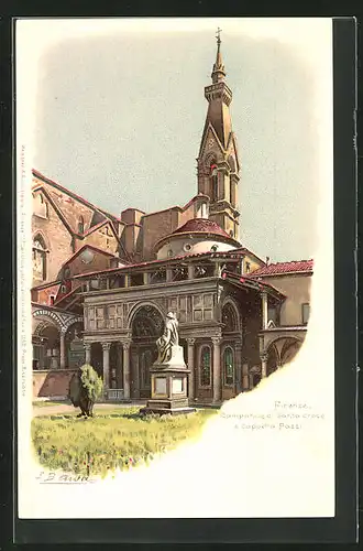 Lithographie Firenze, Campanile di Santa Croce e Cappella Pazzi