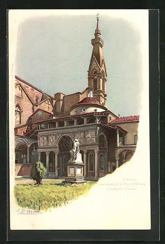 Lithographie Firenze, Campanile di Santa Croce e Cappella Pazzi