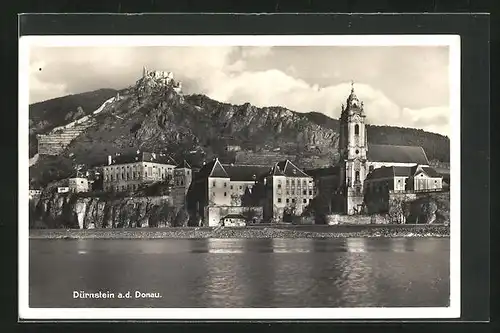 AK Dürnstein /Donau, Teilansicht der Stadt mit Burgruine