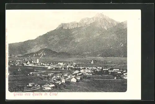 AK Reutte, Totalansicht mit Alpen