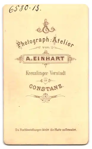 Fotografie A. Einhart, Constanz, bürgerlicher Herr im karierten Anzug