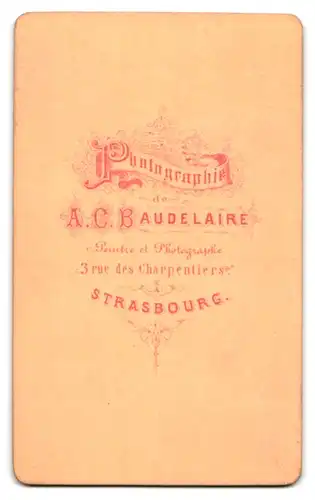 Fotografie A.C. Baudelaire, Strasbourg, 3 rue des Charpentiers, Knabe nebst Baby im Atelier