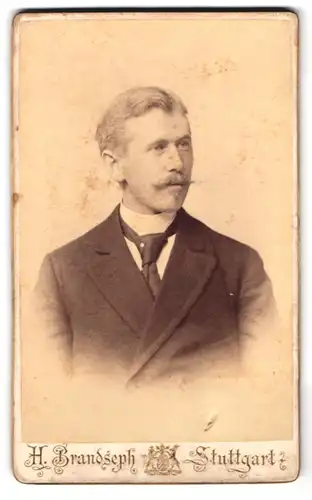 Fotografie H.Brandseph, Stuttgart, Marienstr. 36, Portrait Herr mit Mustache im Anzug