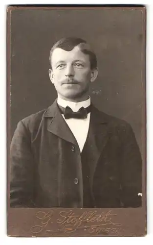 Fotografie G. Stoffleth, Singen, Portrait bürgerlicher Herr im Anzug mit Fliege