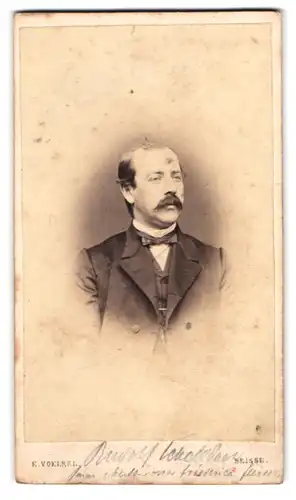 Fotografie E. Voelkel, Neisse, Portrait eleganter Herr mit Walross