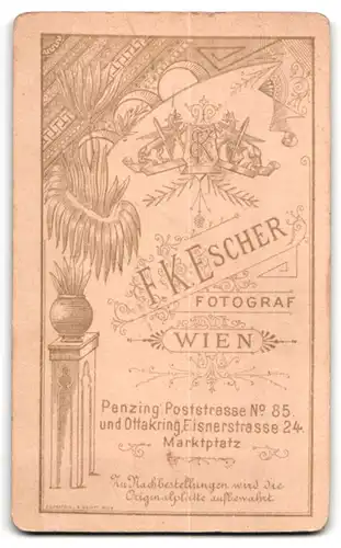 Fotografie F. K. Escher, Wien-Penzing, Poststrasse 85, Mädchen mit geflochtenem Haar