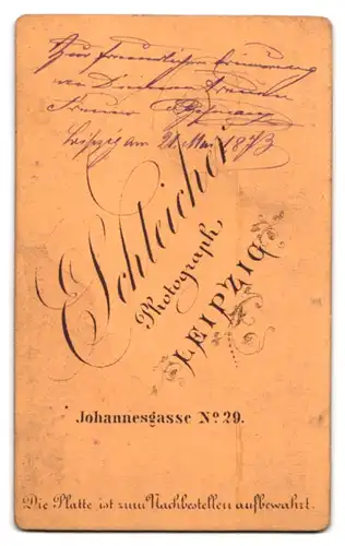 Fotografie E. Schleicher, Leipzig, Johannesgasse 29, Mann mit Zwicker Brille