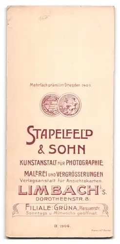 Fotografie Stapelfeld & Sohn, Limbach i. S., Dorotheenstr. 8, Portrait Dame im weissen Kleid mit Locken