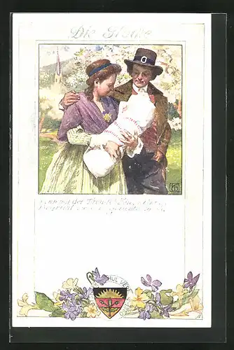 Künstler-AK Karl Friedrich Gsur, Deutscher Schulverein Nr. 192: Die Glocke, Paar mit ihrem Neugeborenen