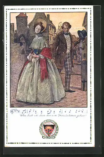 Künstler-AK Karl Friedrich Gsur, Deutscher Schulverein Nr. 40: Was hab ich denn mei-nem Feinsliebchen getan?