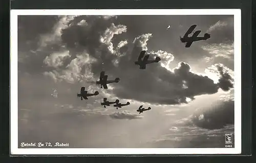 AK Flugzeuge Heinkel He 72 in Formation