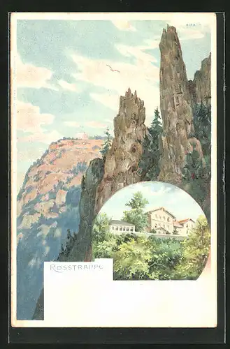 Lithographie Thale, Hotel Rosstrappe