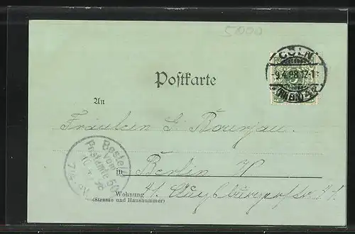 Mondschein-AK Köln-Neustadt, Der Kaiser-Wilhelm-Ring mit Bäumen