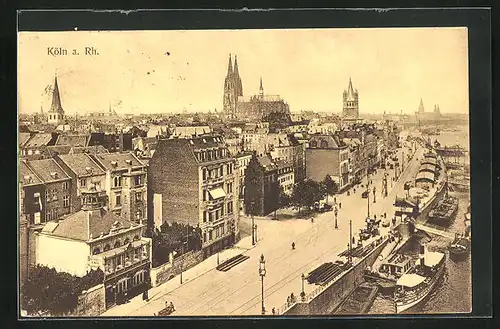 AK Köln a. Rh., Strassenpartie mit Café-Restaurant Belvedere