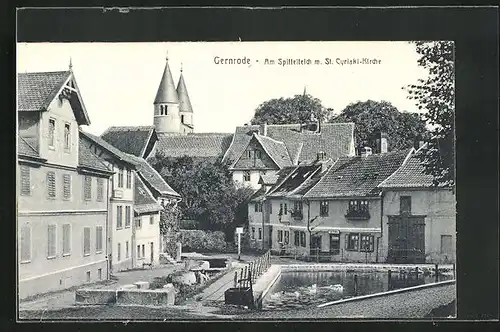 AK Gernrode, Am Spittelteich m. St. Cyriaki-Kirche
