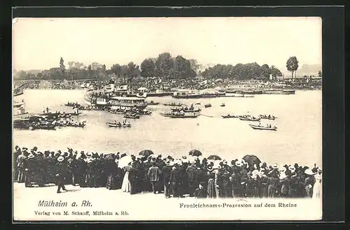 AK Mülheim a. Rh., Fronleichnams-Prozession auf dem Rheine