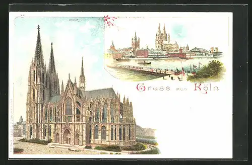 Künstler-AK Köln, Teilansicht, Dom