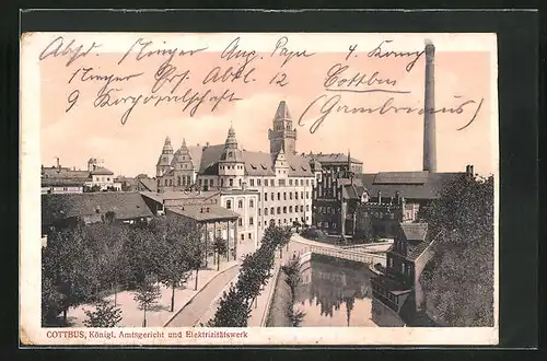 AK Cottbus, Königl. Amtsgericht und Elektrizitätswerk