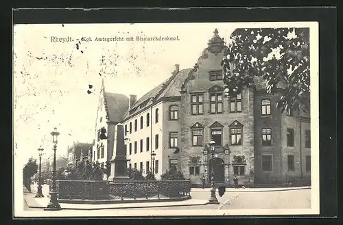 AK Rheydt, Kgl. Amtsgericht mit Bismarckdenkmal