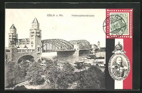 AK Köln a. Rh., Blick auf die Hohenzollernbrücke