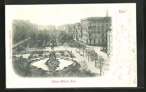 AK Köln-Neustadt, Statue am Kaiser Wilhelm Ring