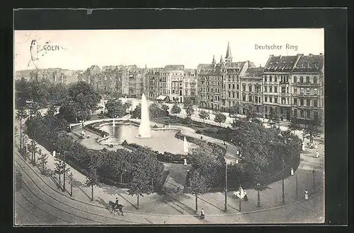 AK Köln-Neustadt, Wasserspiel auf dem Deutscher Ring