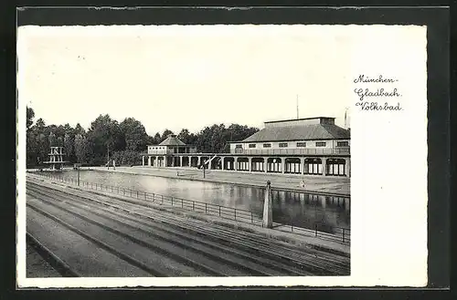 AK Mönchengladbach, idyllisches Volksbad ohne Badegäste