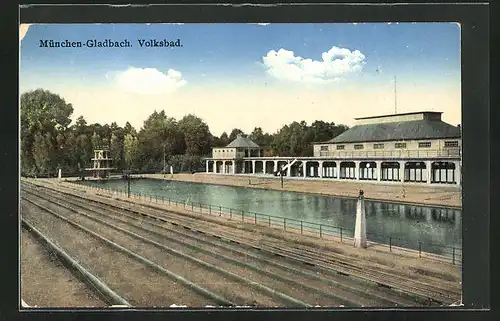 AK Mönchengladbach, Volksbad im Sonnenschein