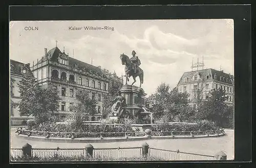 AK Köln-Neustadt, Kaiser Wilhelm-Ring mit Brunnen
