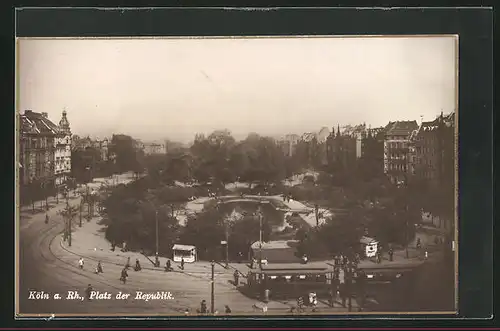 AK Köln-Neustadt, Platz der Republik mit Strassenbahn