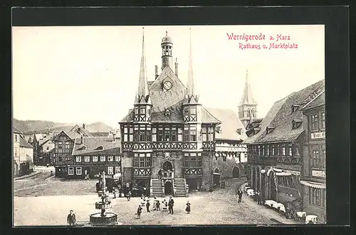 AK Wernigerode, Marktplatz und Rathaus