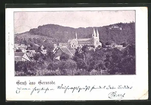 AK Gernrode /Harz, Teilansicht mit St. Cyriacikirche
