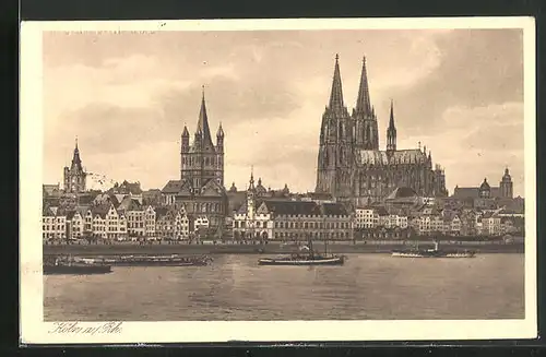 AK Köln, Teilansicht mit Dom und St. Martin