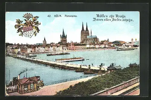 AK Köln, Panorama, Stadtwappen