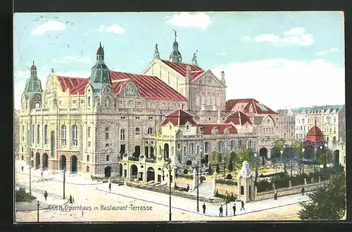 AK Köln-Neustadt, Opernhaus mit Restaurant-Terrasse