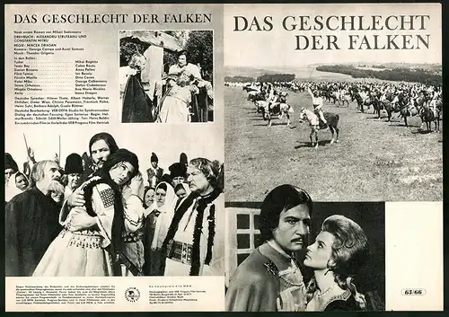 Filmprogramm PFP Nr. 65 /66, Das Geschlecht der Falken, Mihai Boghita, Colea Rautu, Regie: Mircea Dragan