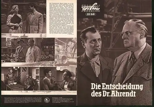 Filmprogramm PFP Nr. 28 /60, Die Entscheidung des Dr. Ahrendt, Johannes Arpe, Rudolf Ulrich, Regie: Frank Vogel
