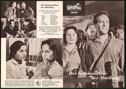 Filmprogramm PFP Nr. 30 /60, Der Kommandeur der Abteilung, Kosta Zonew, Irina Aktaschewa, Regie: Dutscho Mundrow