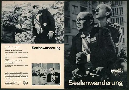 Filmprogramm PFP Nr. 8 /66, Seelenwanderung, Hanns Lothar, Wolfgang Reichmann, Regie: Rainer Erler