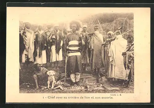 AK Afrikanischer Stammesführer mit seiner Leibwache