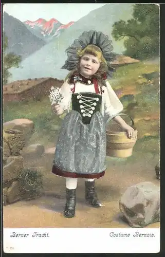 Präge-AK Schweizer Mädchen in Berner Tracht