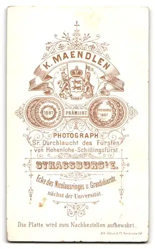 Fotografie K. Maendlen, Strassburg i. E., Portrait junge Dame im Festtagskleid