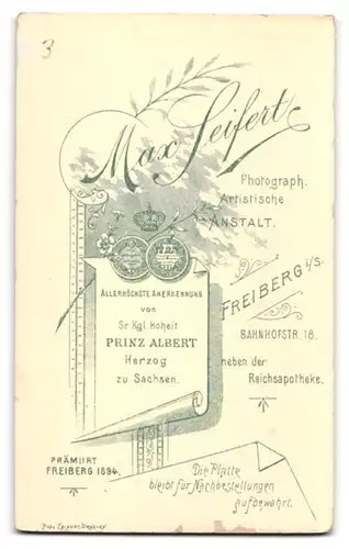 Fotografie Max Seifert, Freiberg i. S., Bahnhofstr. 18, Herr mit Mittelscheitel wohl gekleidet