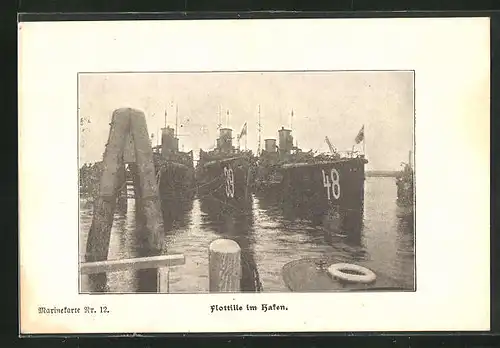 AK Flottille im Hafen, Torpedoschnellboote 39, 48