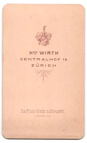 Fotografie H. Wirth, Zürich, Centralhof 16, Portrait Herr im Anzug mit Henriquatre Bart