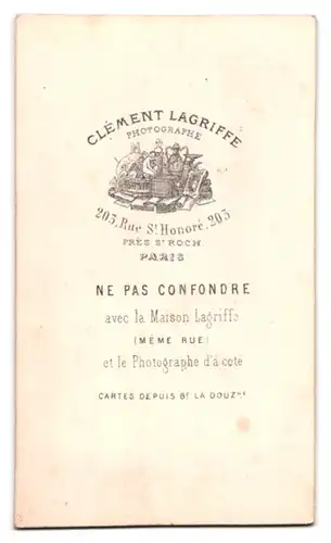 Fotografie Clément Lagriffe, Paris, 203, Rue St. Honoré, 203, Portrait junger Herr im Anzug mit Oberlippenbart