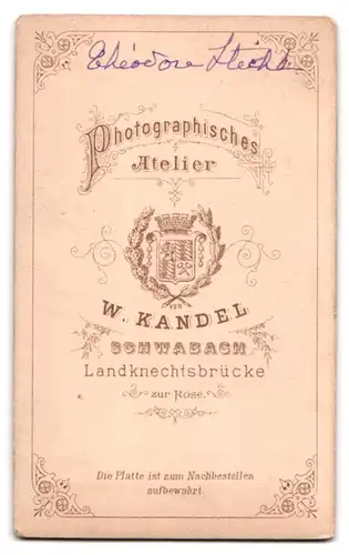 Fotografie W. Kandel, Schwabach, Landknechtsbrücke, Portrait Herr mit Vollbart im Anzug