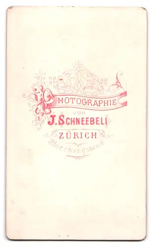 Fotografie J. Schneebeli, Zürich, Storchengasse 8, Portrait junger Mann im Anzug mit Fliege