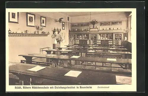 AK Rosenheim, Städt. Höhere Mädchenschule mit Erziehungsinstitut, Zeichensaal